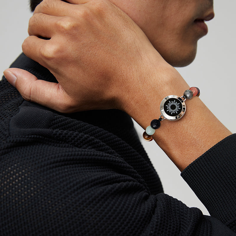 Pulseras táctiles Sol y Luna con cuentas guardianas del sistema solar