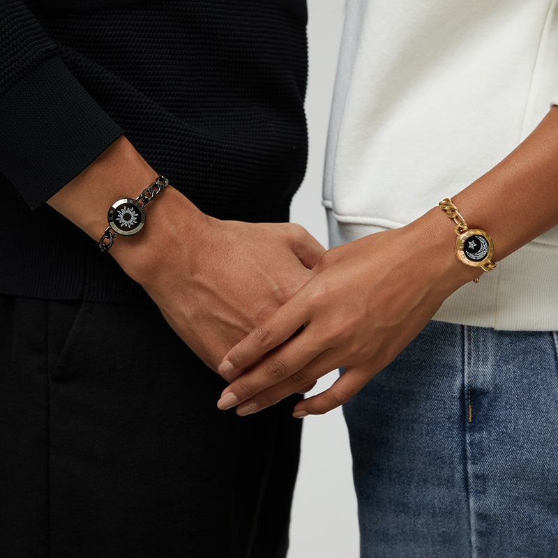 Sun & Moon Touch Bracelets with Figaro Chain