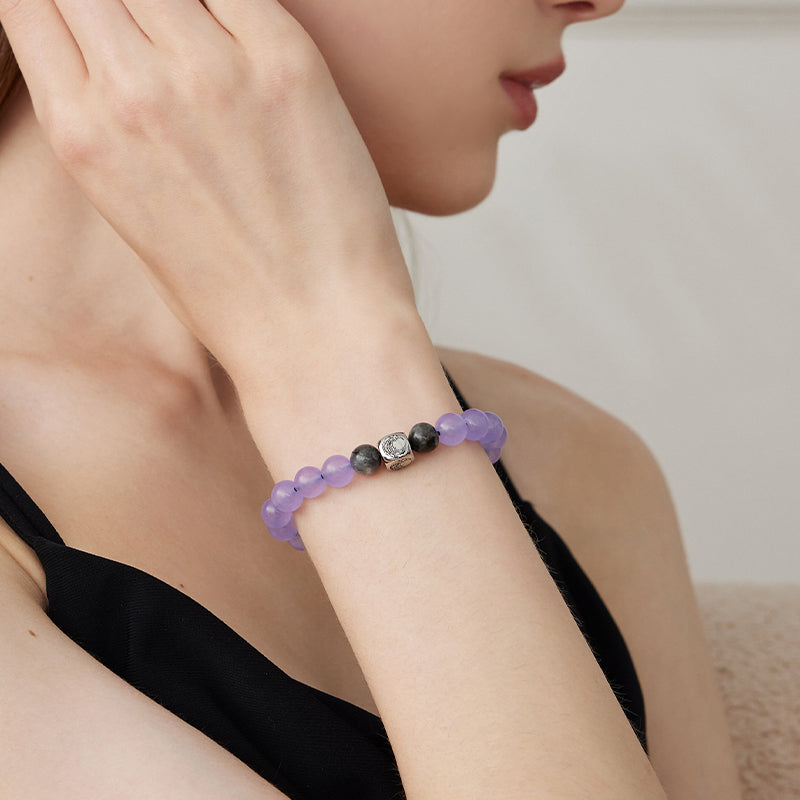 Sun&Moon Beaded Bracelets in Purple and Black